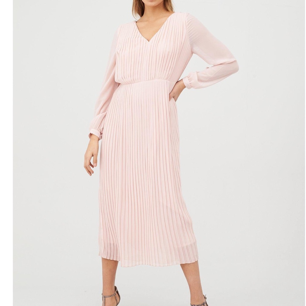 Warehouse pleated maxi dress in pink size 8